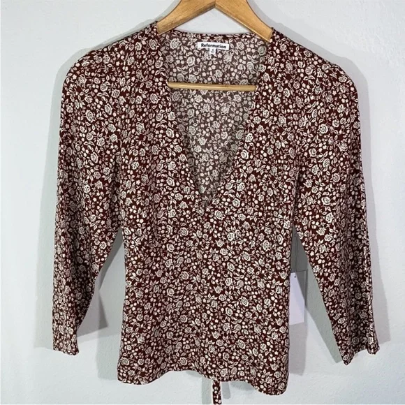 NWT Reformation Artesia Top Sz Small Brown - Picture 3 of 6